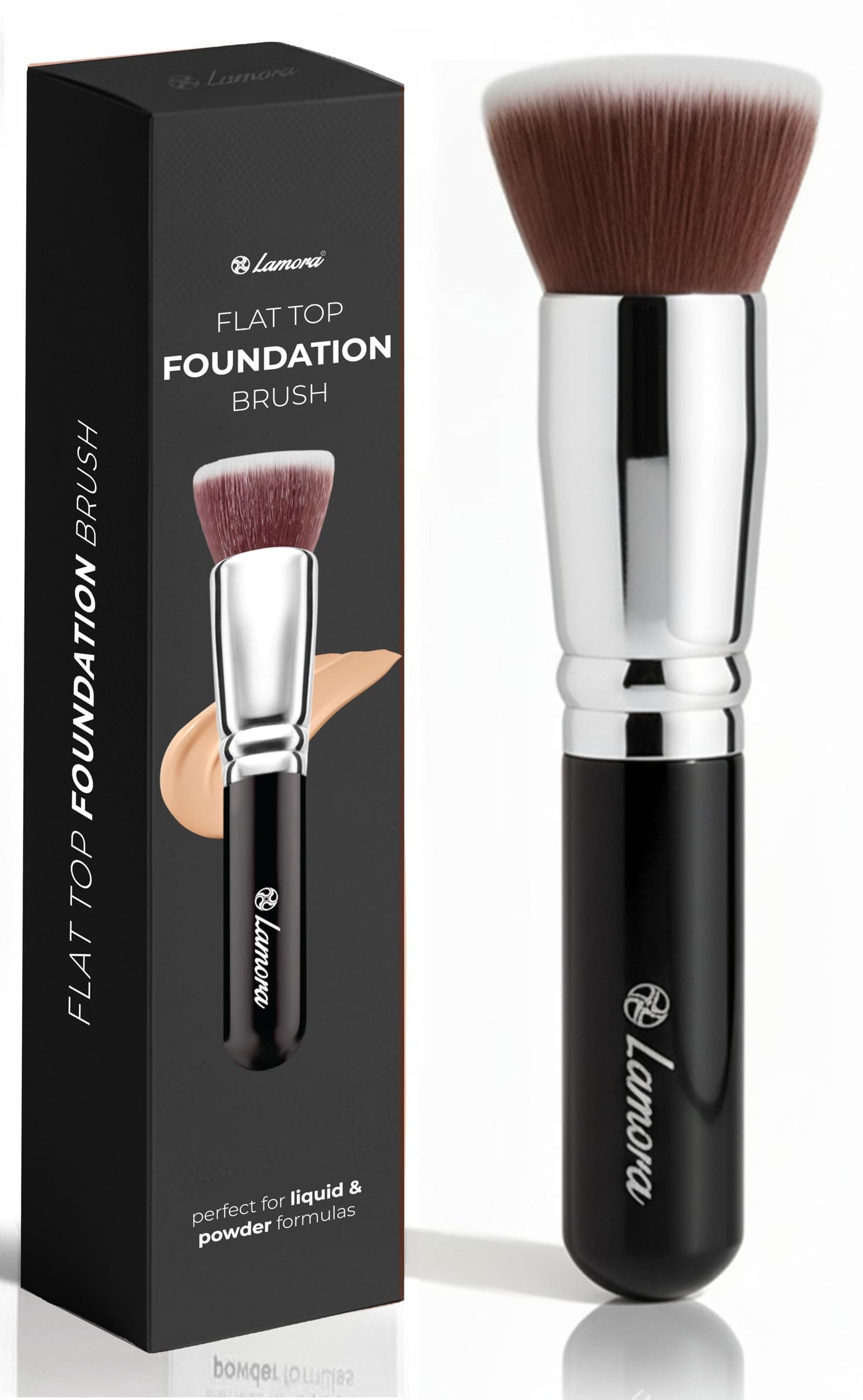 Makeup Brush Foundation Kabuki - Flat Top Face Brush for Liquid, Cream, and Powder Cosmetics - Full Coverage Blending, Buffing, Stippling, Contouring