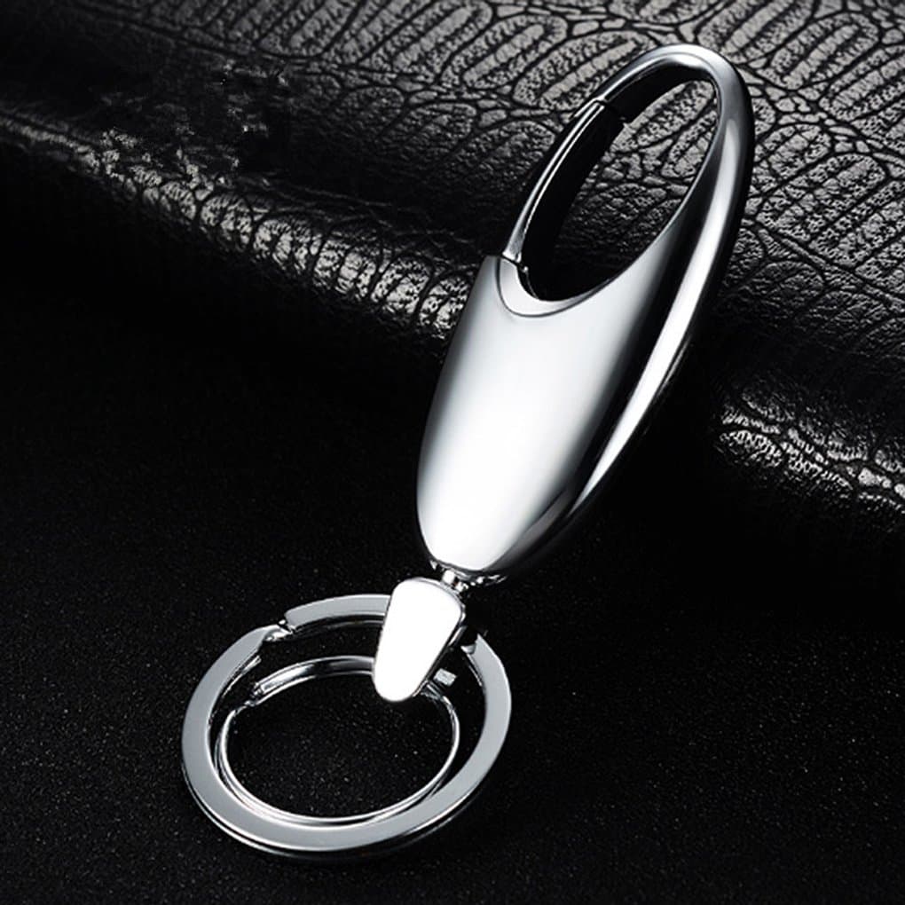 Car Key Chain( With 3 Extra Key Rings), SSstar Classic Zinc Alloy Durable Detachable KeyChain for Men, Women, Car Decorations (Silver)