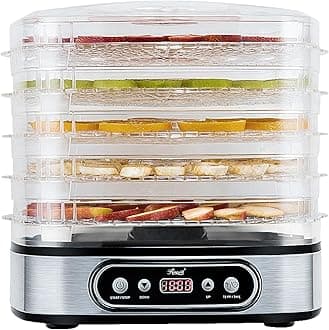 Rosewill Essential Food Dehydrator, 5 Stackable Trays with Adjustable 48H Timer and Temperature Control - Electric Food Preserver for Jerky, Fruits, Veggies, Meat & Dog Treats, Large capacity