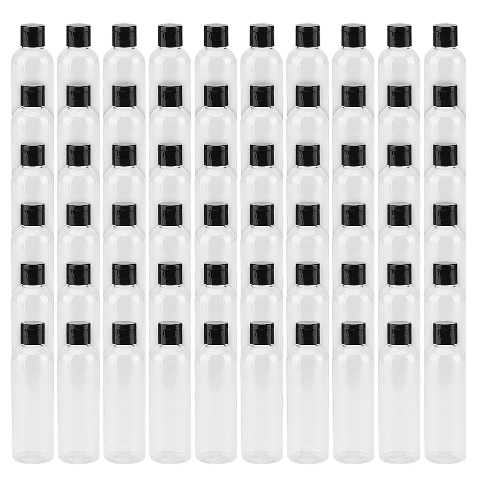 LEXININ 60 Pack 4 Oz Clear Plastic Bottles with Flip Caps, Plastic Travel Empty Bottles, Transparent Refillable Containers for Shampoo, Cream