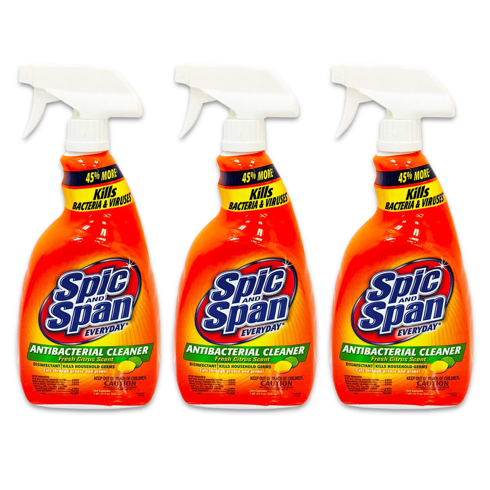 Highspirit & Span Cleaner 3 Pack - Bundle with 3 All Purpose Cleaner 22 oz Bottles for Everyday Cleaning (Citrus Cleaner Degreaser)