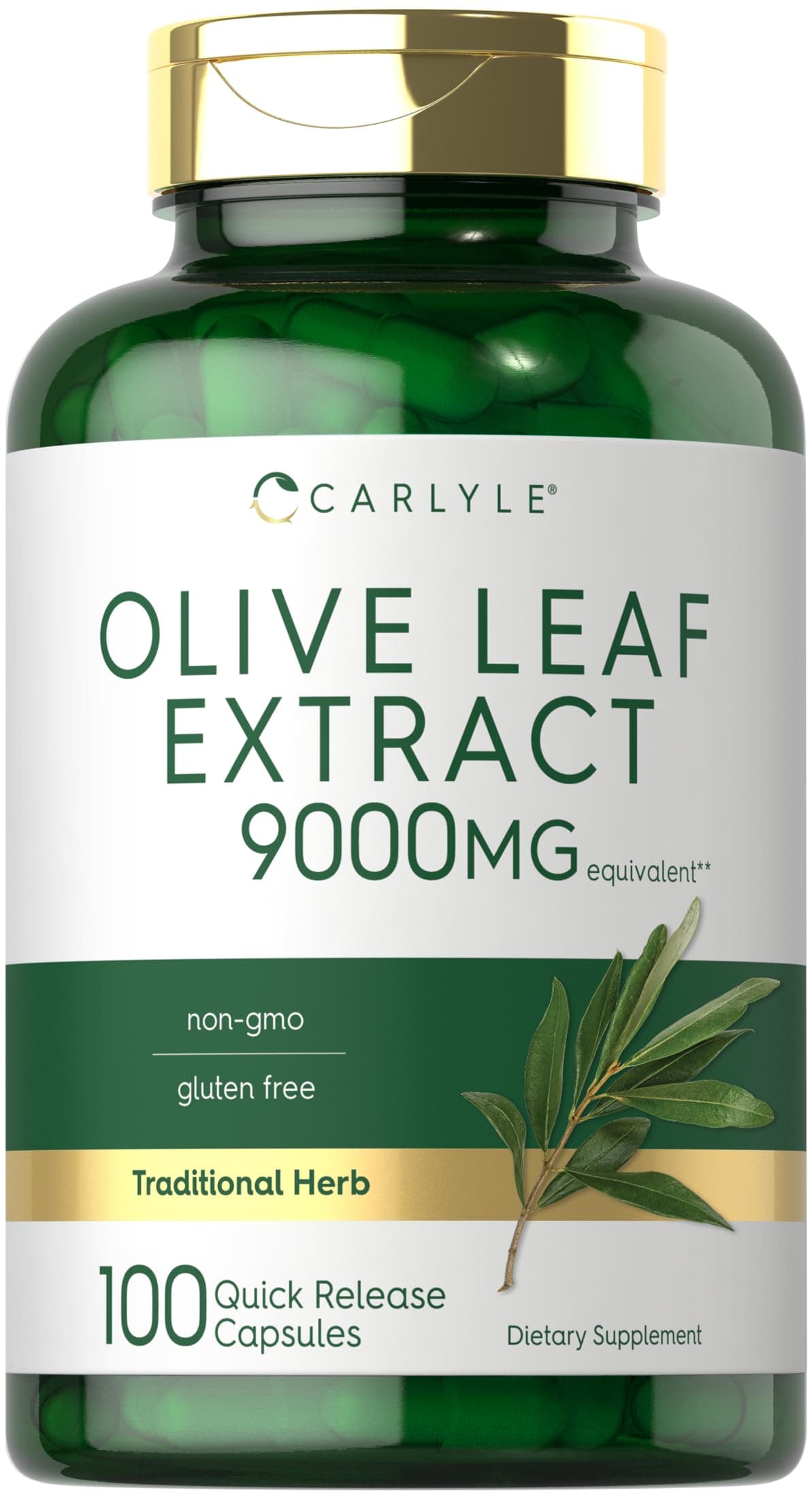 Olive Leaf Extract Capsules | 9000mg | 100 Count | Non-GMO, Gluten Free | High Potency Supplement