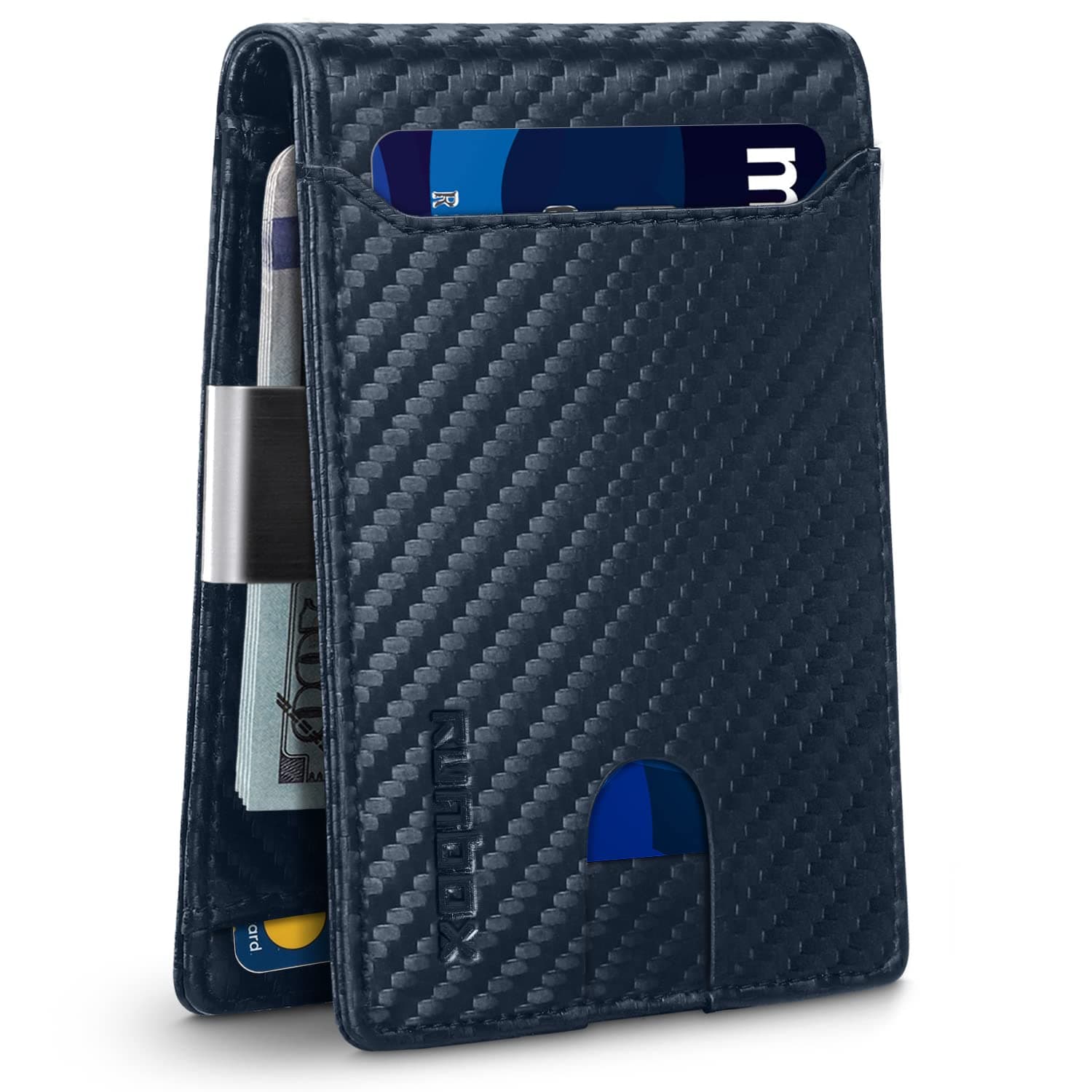 Runbox Mens Slim Wallet with Money Clip RFID Blocking Front Pocket Bifold Minimalist Credit Card Holder for Men with Gift Box