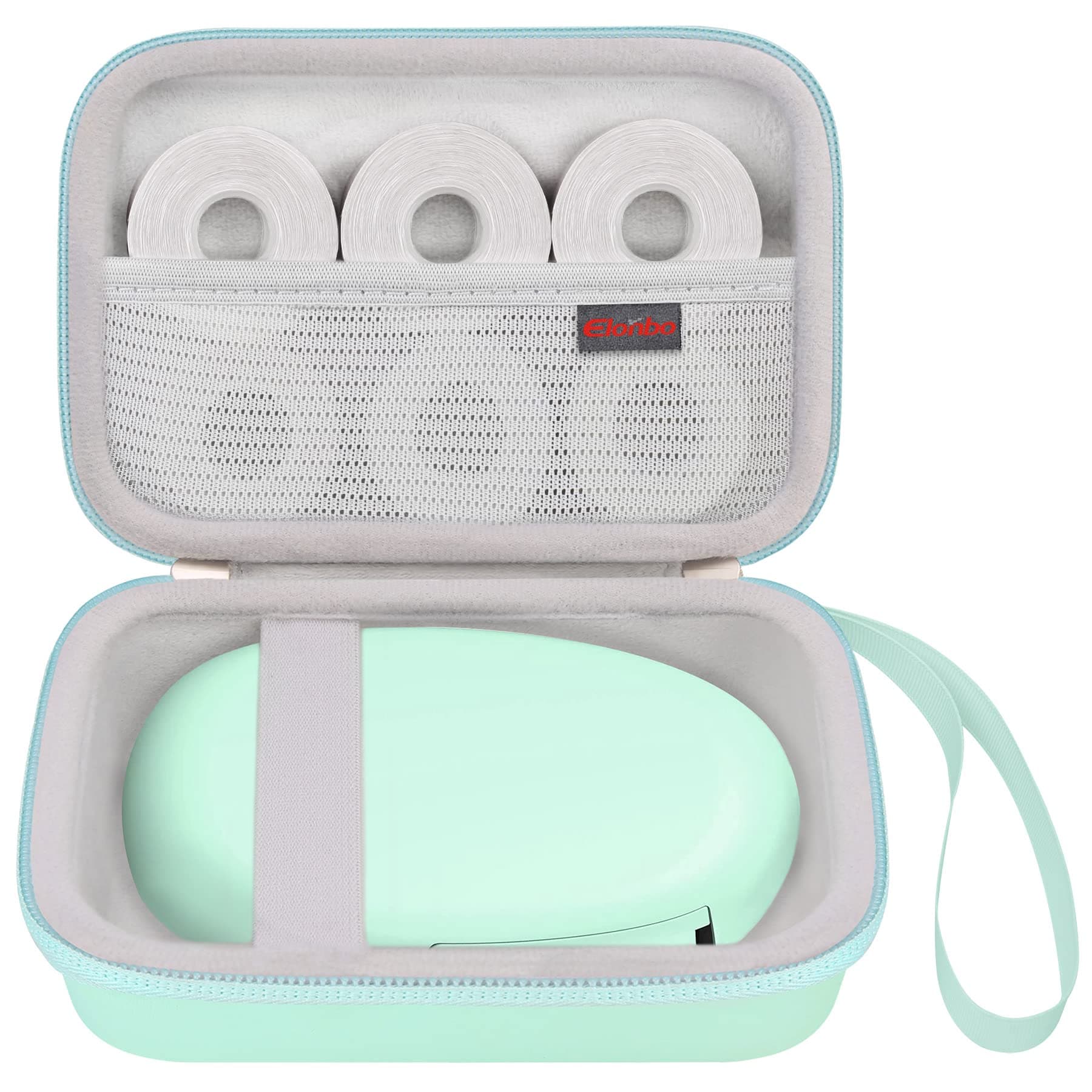 Carrying Case for SUPVAN E10 Bluetooth Label Maker Machine, Portable Mini Thermal Label Printer Storage Holder, Wireless Small Handheld Sticker Maker Travel Bag, Pocket Fits Paper, Green