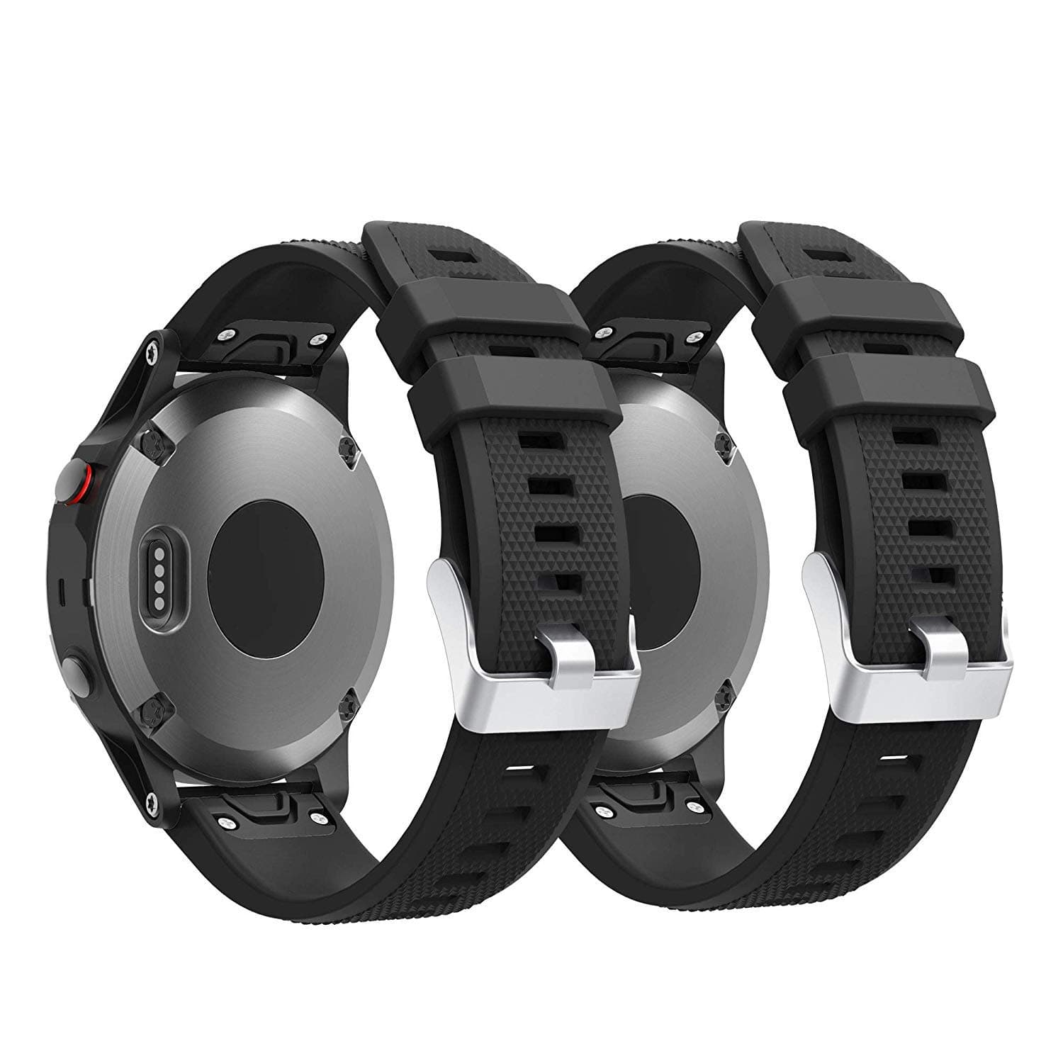 Junboer Compatible Garmin Fenix 5, 22mm Width Soft Silicone Watch Strap Replacement for Garmin Fenix 5/Fenix 5 Plus/Forerunner 935 (Black+Black)