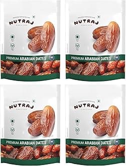 Nutraj UAE Arabian Dates 2kg (500g X 4) Pouch | Khajur | Dry Fruits and Nuts | Grocery