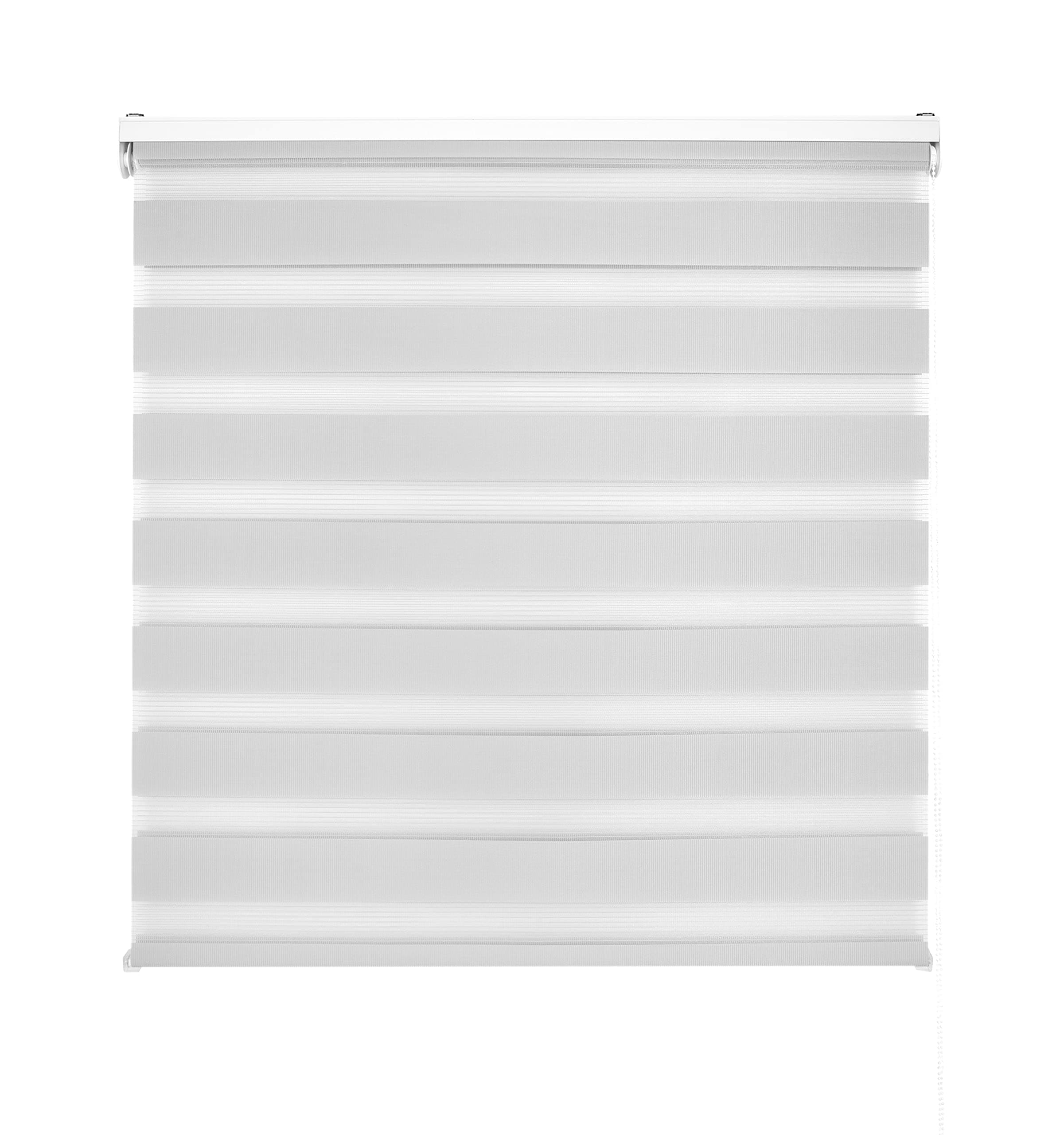Blindecor - Lira. DoubleLayered Roller Blind, Night and Day, Silver Grey, 100x180 cm
