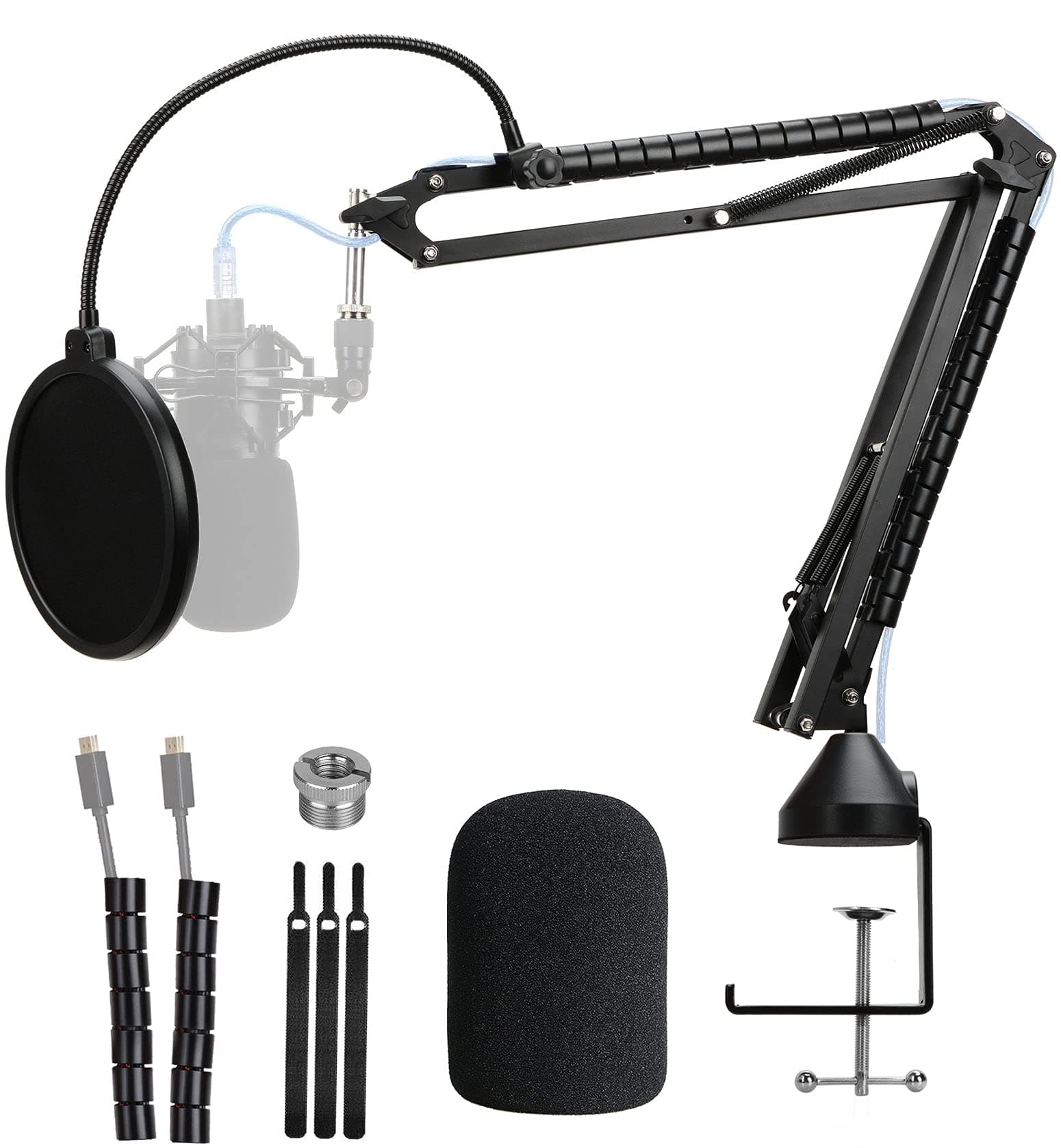 AT2020 Mic Stand with Pop Filter - Professional Microphone Boom Arm Compatible with Audio-Technica AT2020 AT2020USB+ AT2035 by YOUSHARES