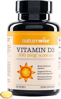 NatureWise Vitamin D3 4000iu (100 mcg) Healthy Muscle Function, and Immune Support, Non-GMO, Gluten Free in Cold-Pressed Olive Oil, Packaging Vary (Mini Softgel), 200 Count