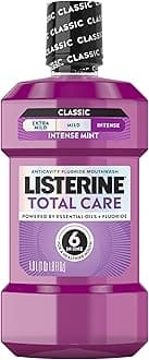 Listerine Total Care Anticavity Mouthwash, 6 Benefit Fluoride Mouthwash for Bad Breath and Enamel Strength, Fresh Mint Flavor, 1 L