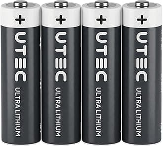 U-tec AA Ultra Lithium Battery (Pack of 4), 3000mAh 1.5V, Longest-Lasting AA Battery, Up to 10 Years in Storage and No Leaks Guaranteed, Works in Extreme Temperatures, Non Rechargeable