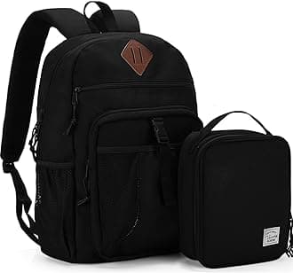 Kids Backpack Lunch Bag Set, 2-1 School Bookbag Insulated Lunch Box for Toddlers,Preschool,Daycare,Kindergarten,Elementary School Black