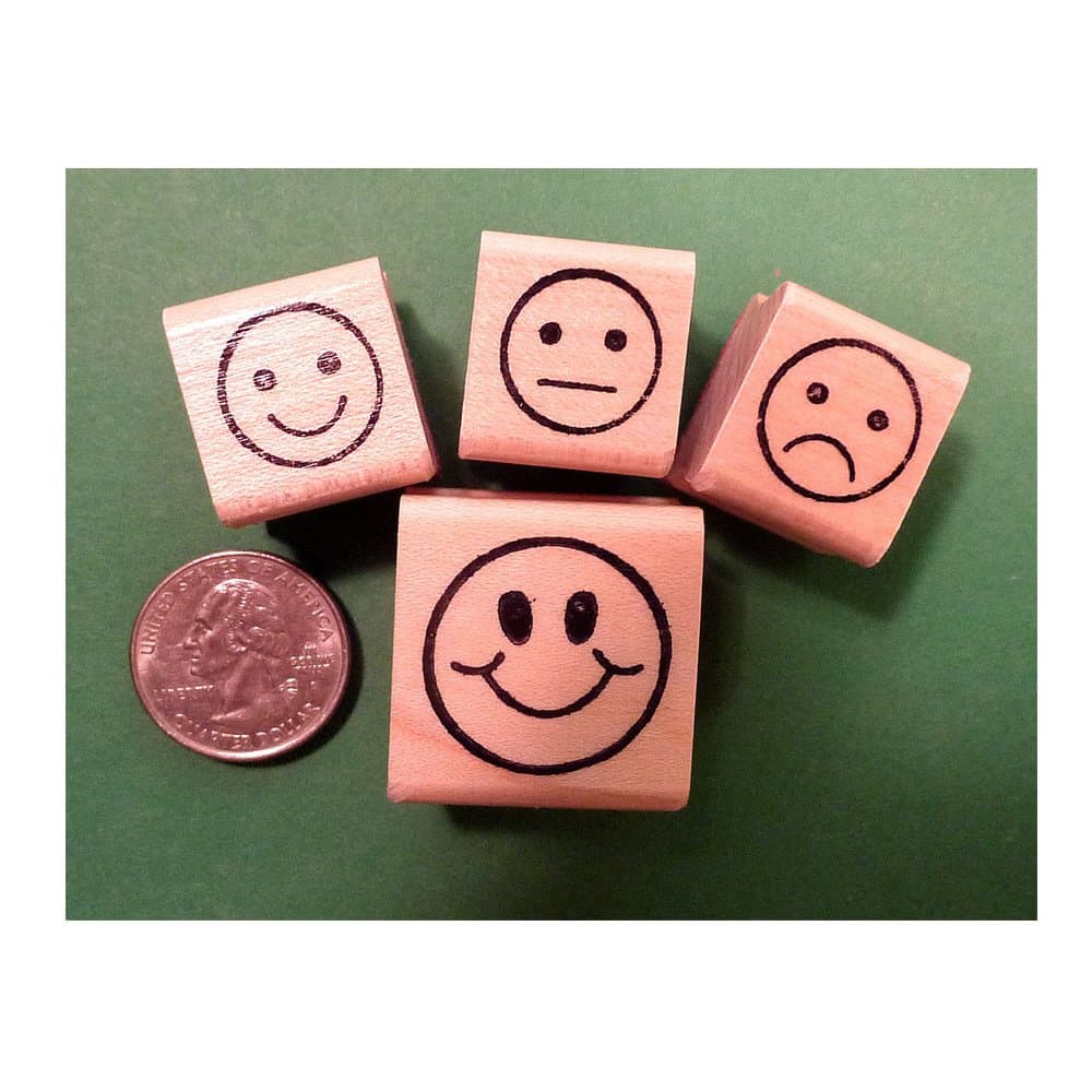 Teachers Rubber Stamp Set , 4 Smiley-Face Stamps