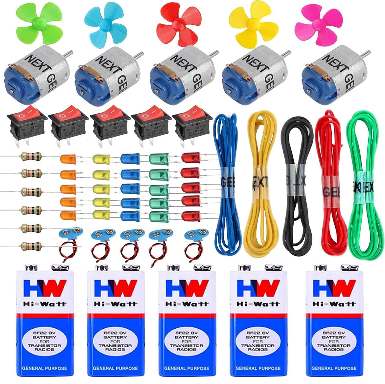 NEXT GEEK DIY Science Experiment School Science Project dc Motor kit 61 Item Loose in one Pack