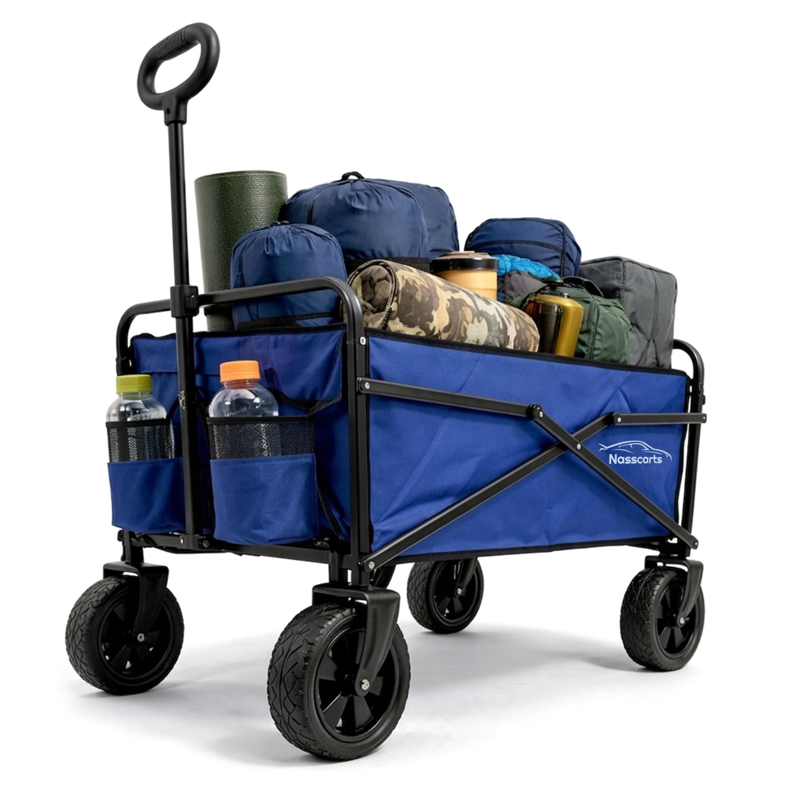 Multi-Purpose Utility Cart - Off-Road Wagon, Multi-Terrain Trolley, Collapsible, Foldable Handcart - Great for Shopping, Gardening, Camping, Fishing - Loading Capacity of 68 kg - Blue