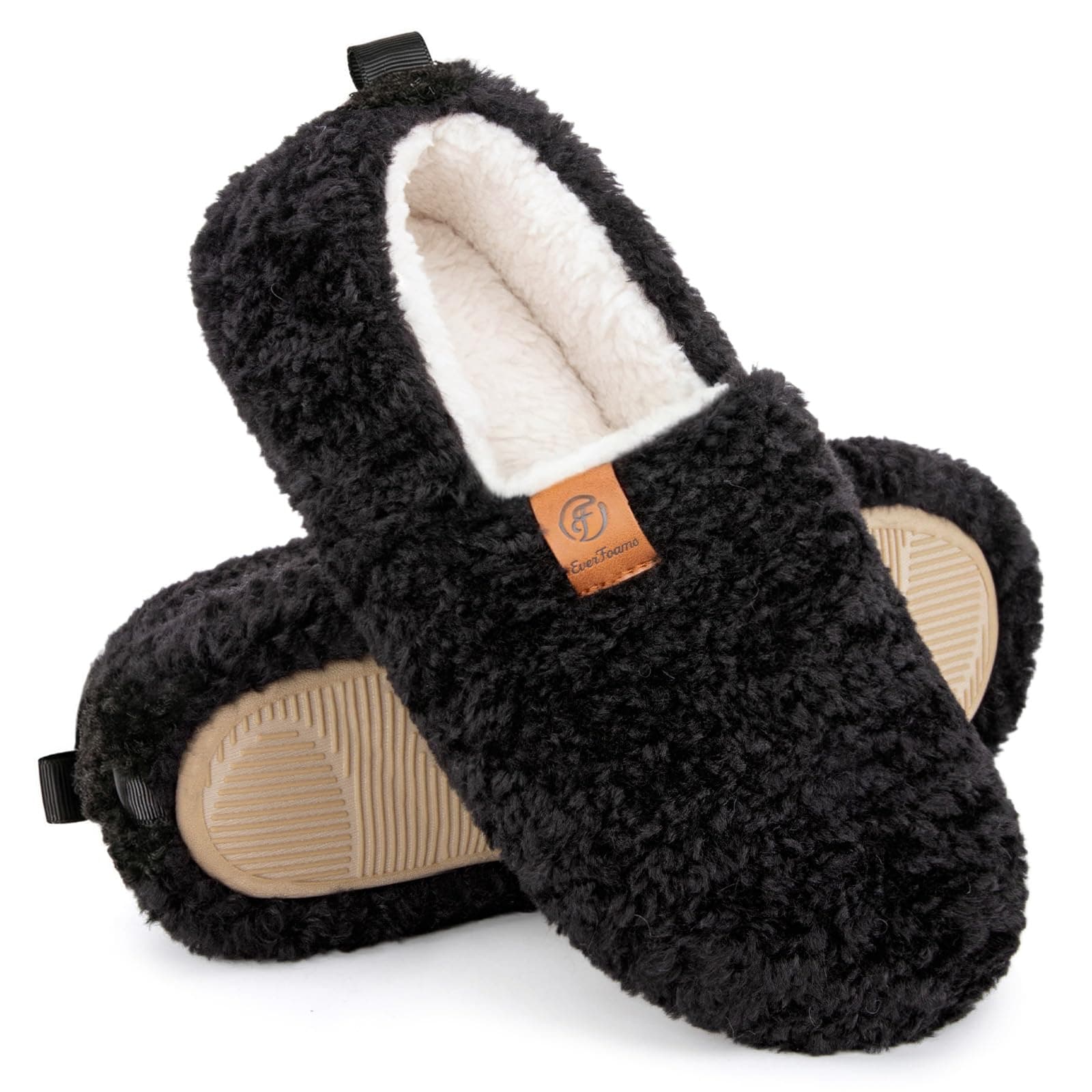 EverFoams Damen Winter Warme Hausschuhe Kunstwolle Memory Foam Geschlossen Pantoffeln