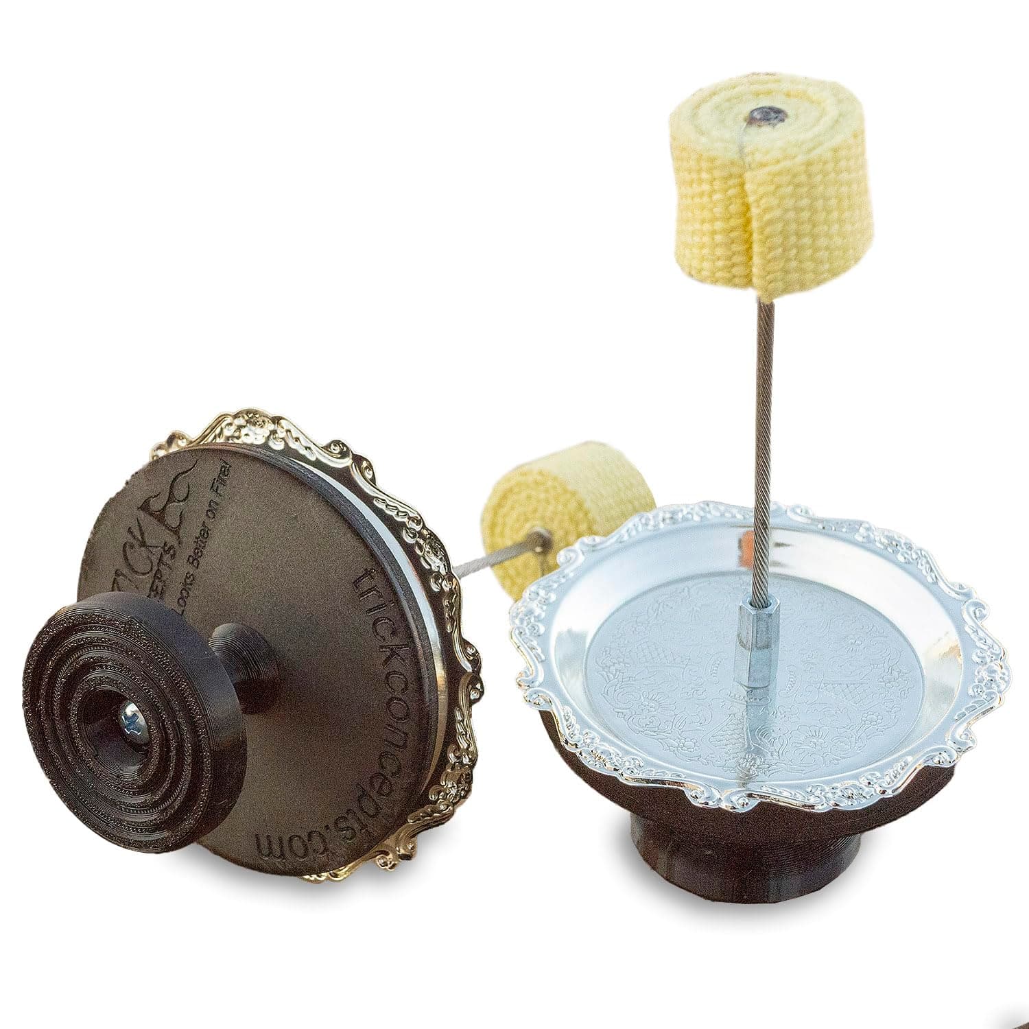 Pair of Ember Silver Fire Palm Torches for Fire Dancing and Flow, By:Trick Concepts