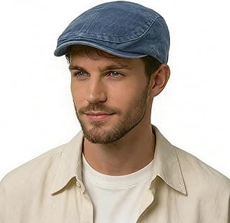 ZLYC Men Cotton Flat Cap Summer Scally Ivy Gatsby Newsboy Beret Driver Cabbie Hunting Hat