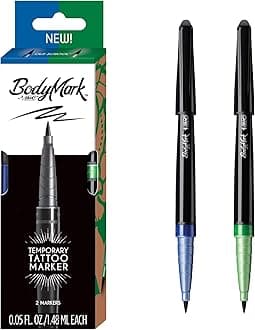 by BIC; Temporary Tattoo Marker; Old School Inspiration; Skin Safe; Brush Tip; Assorted Colors; 2-Pack