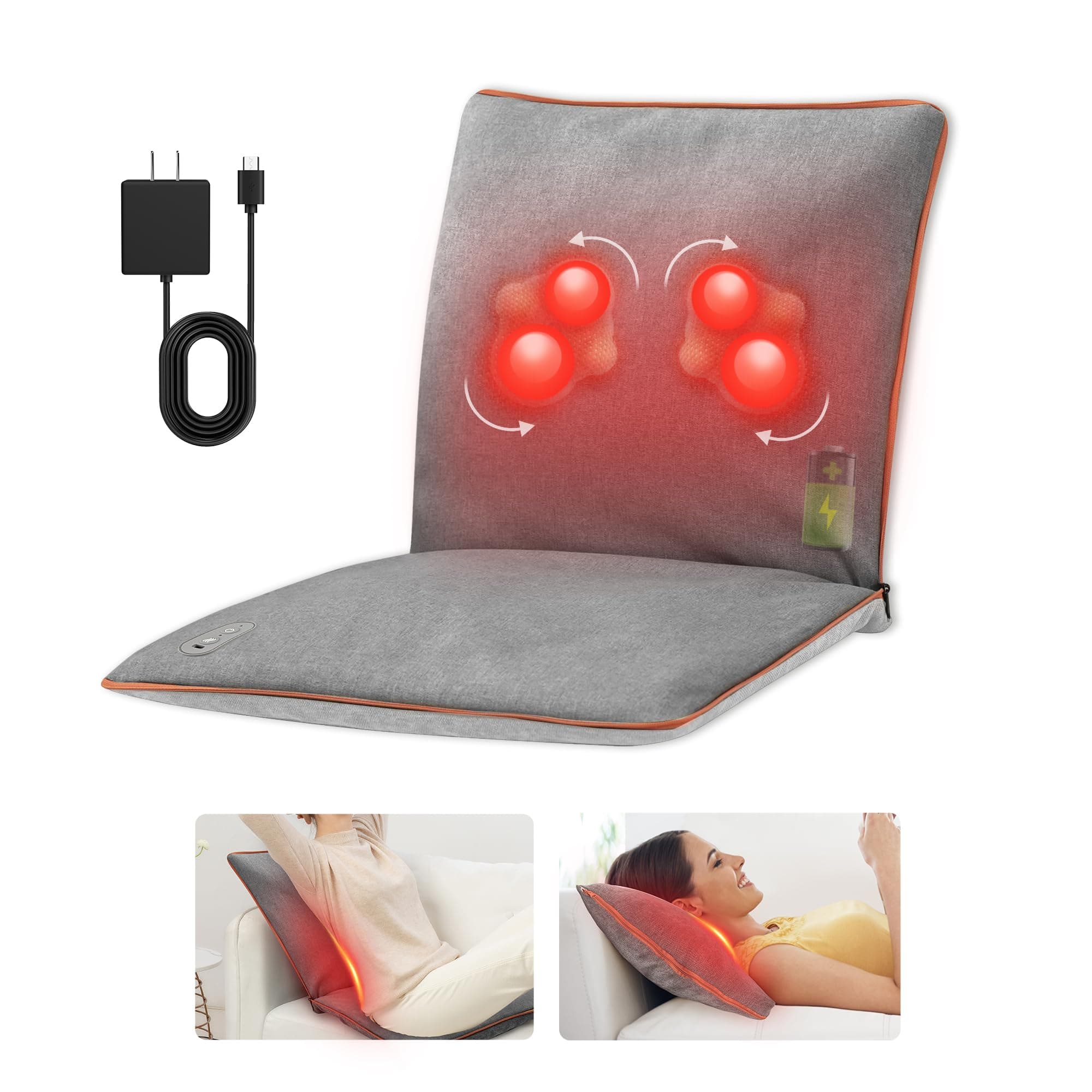 COMFIER Heated Back Massage Pad Mat, Foldable Back Massage Chair Pad with Adjustable Intensity, Shiatsu Back Massager with Heat, Gifts for Mom Dad Women Men