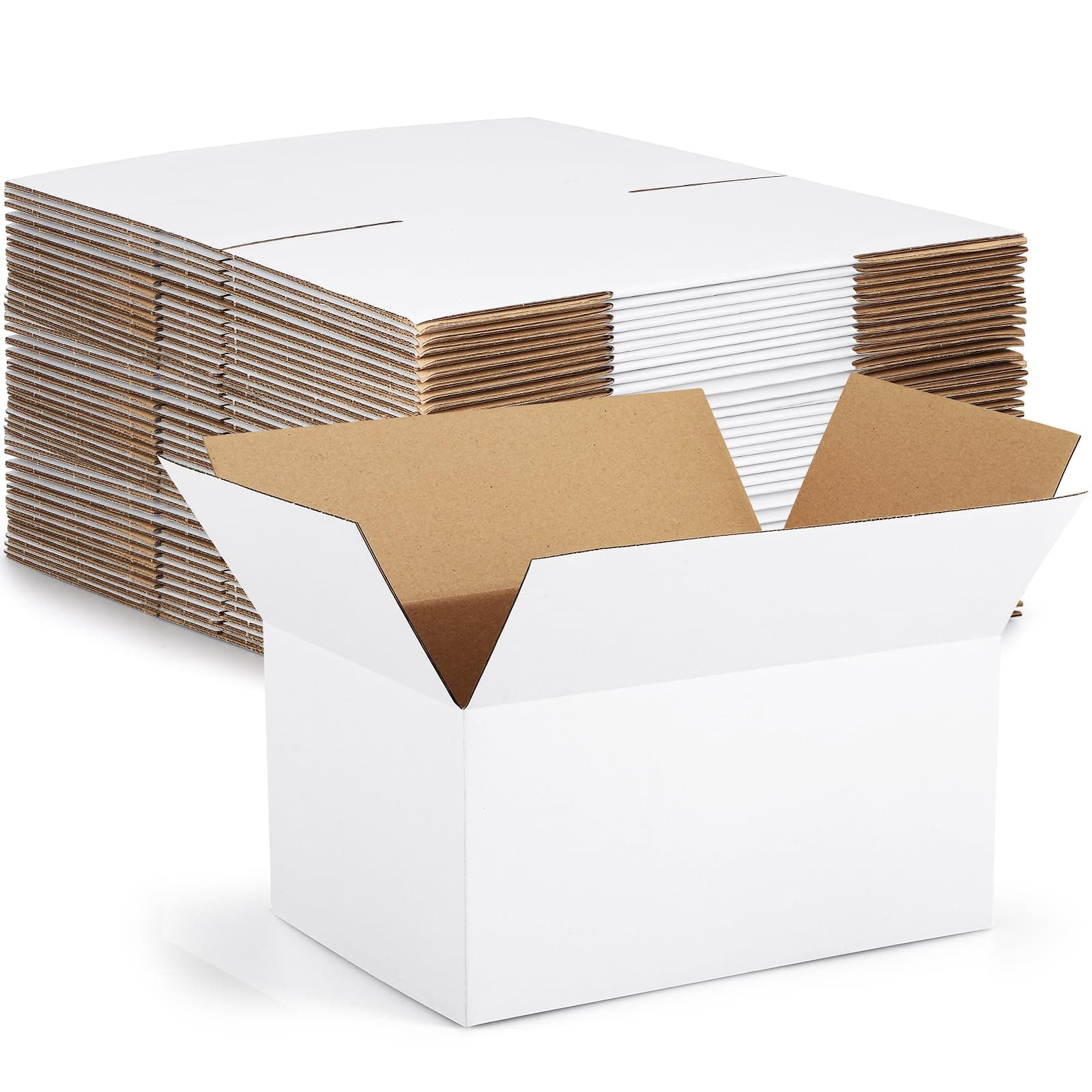 Eupako 10x7x5-Small-Shipping-Boxes-30-Pack-White-Corrugated-Box-Mailers, Cardboard Boxes for Packaging Small Business, Mailing