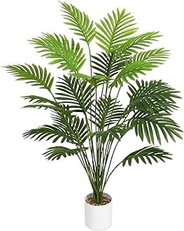 28" Artificial Plant Large Areca Palm Tree Fake Palm Tree in Pot Tall Faux Plant for Outdoor Indoor Home Garden Office Decoration