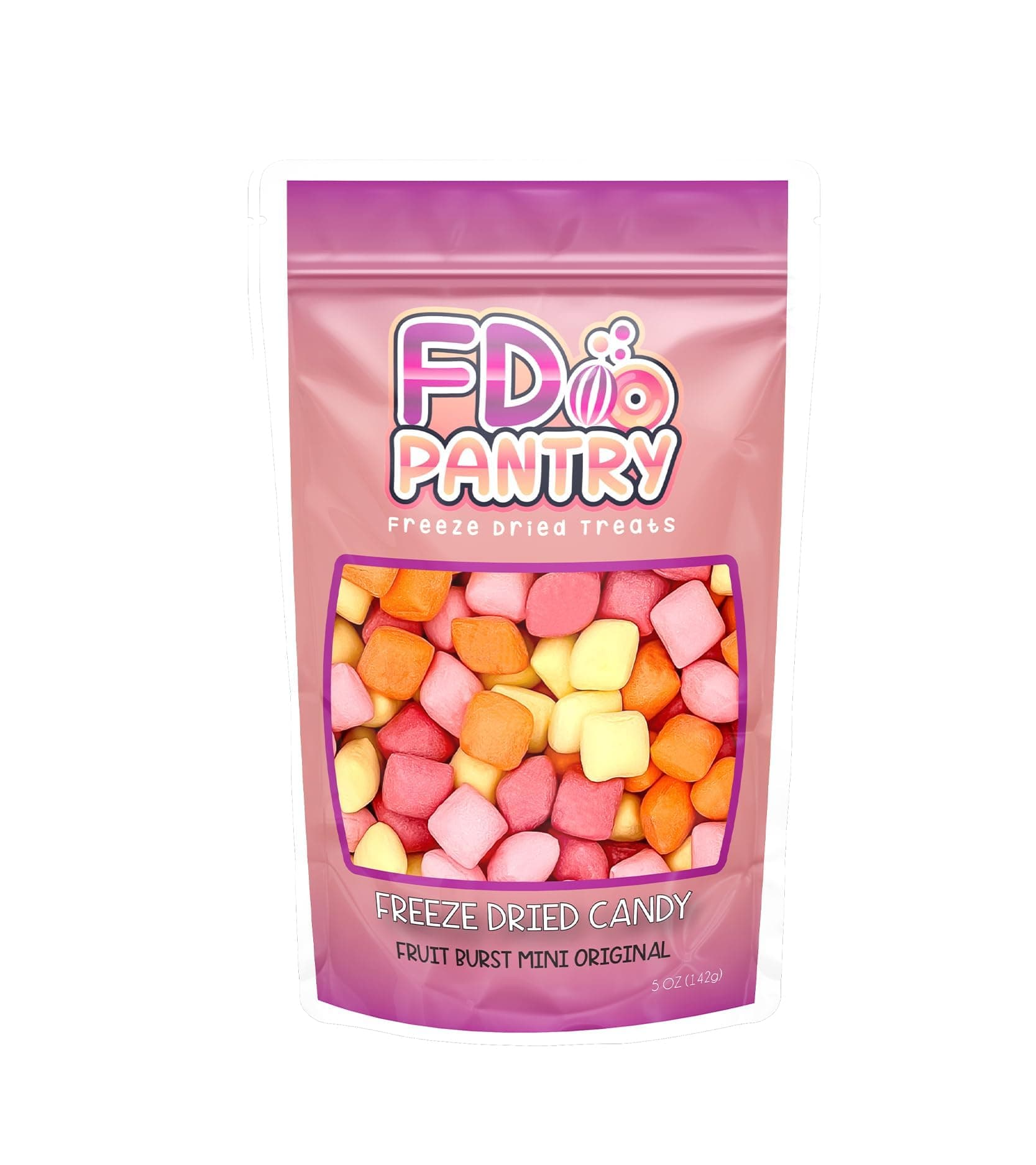 Freeze Dried Fruit Bursts Candy - Mini Original Hard Candy Mix 5oz Treat Snack Gift Bag Cherry, Strawberry, Lemon, Orange Candies Freeze-Dried Candies