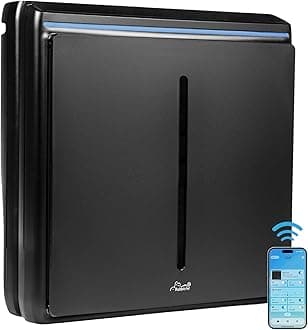 Rabbit Air A3 SPA-1000N Ultra Quiet HEPA Air Purifier, 6 stage filtration, Wall Mountable, For Large Rooms, Removes Airborne Allergens, Smoke, Dust, Mold, & VOCs (Black, Germ Defense Filter)