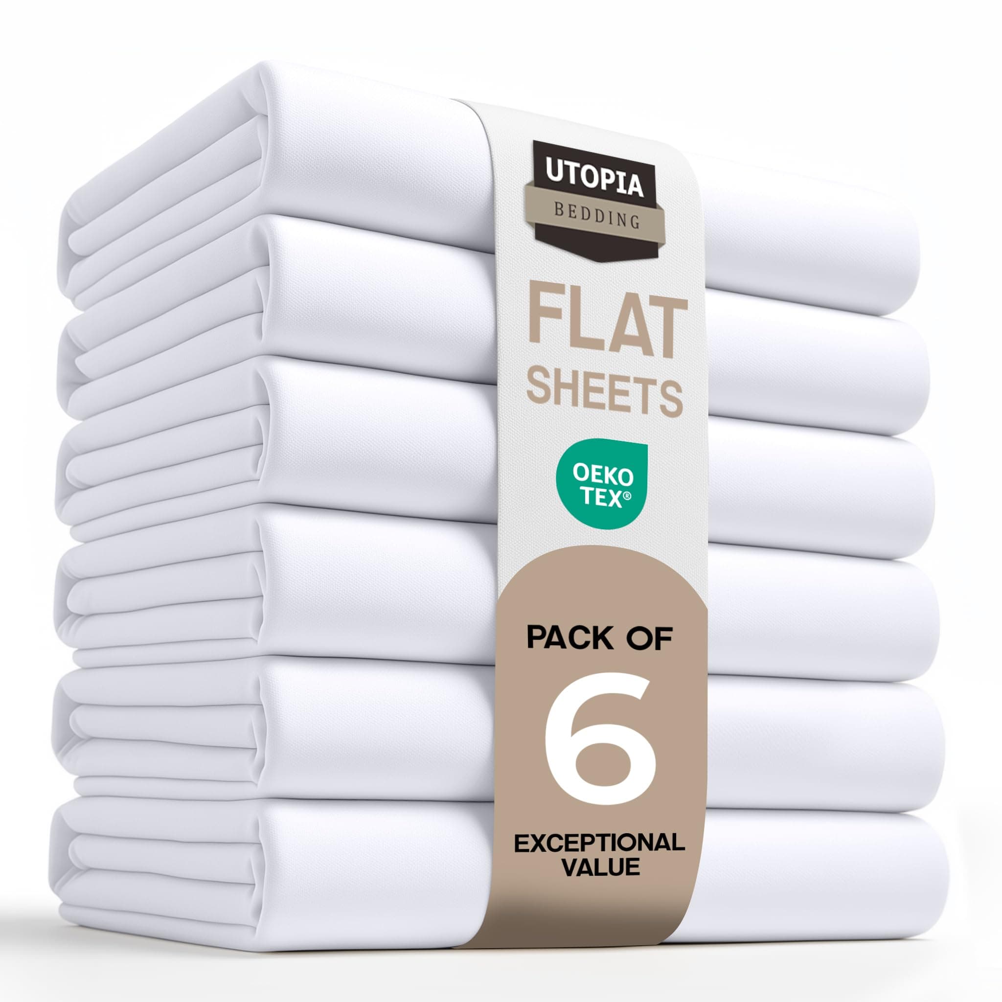 Flat Sheets - Pack of 24 - Soft Brushed Microfiber Fabric - Shrinkage & Fade Resistant Top Sheet - Easy Care (White, King)