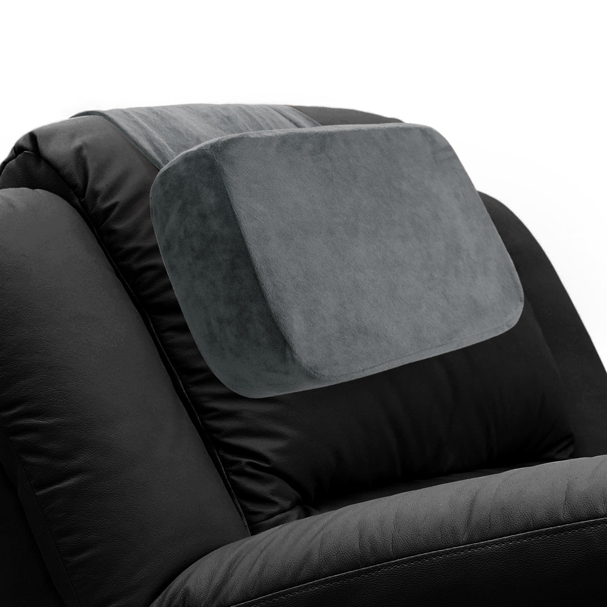 Memory Foam Neck Pillow for Recliner, Adjustable Headrest Cushion with Soft Plush Fabric and Medium Firm Filling, Design for Recliner Sofa Armchair, Machine Washable and Non-Slip (Dark Gray)