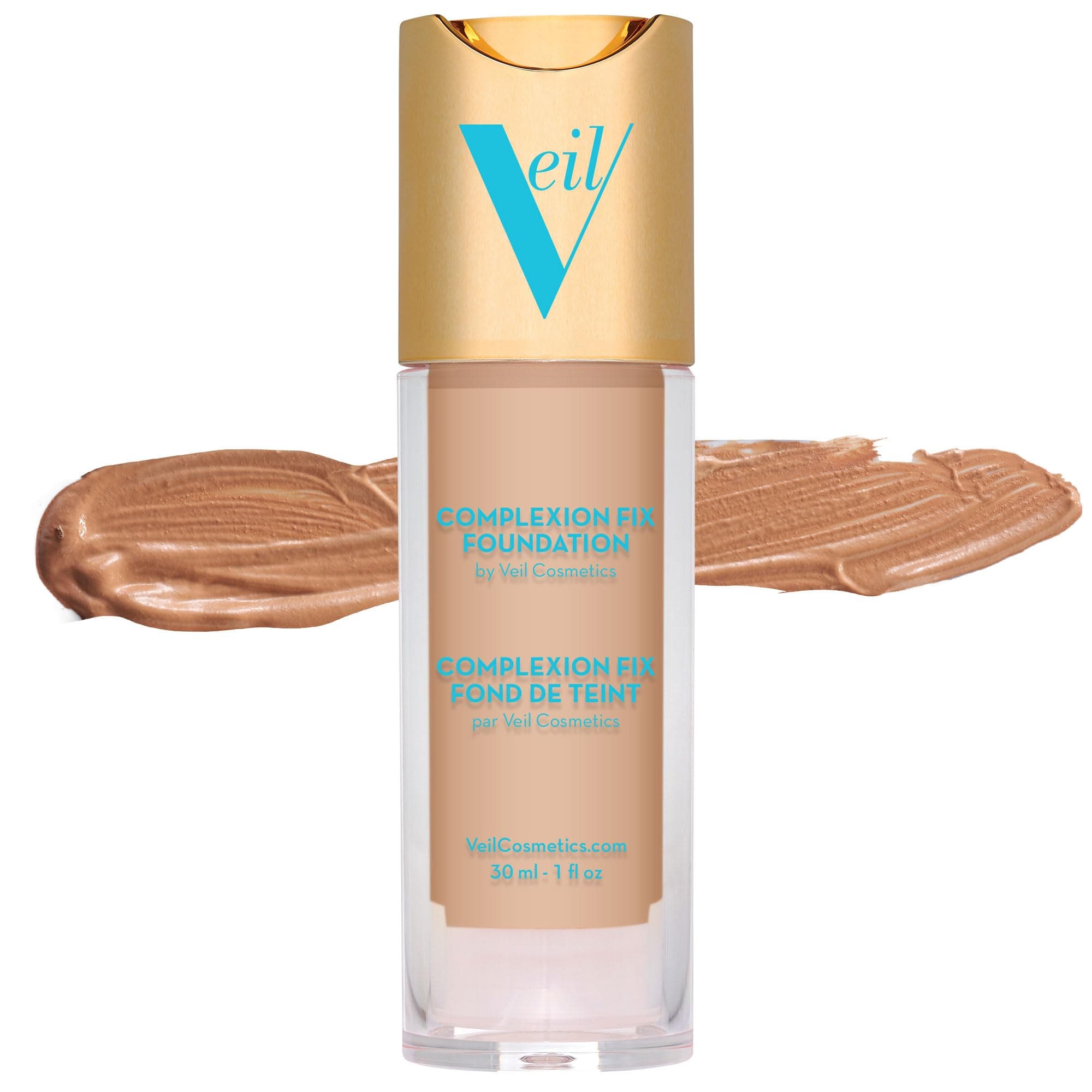 Veil Cosmetics Complexion Fix Liquid Foundation – Buildable Coverage – Water-Resistant, Hypoallergenic, Oil-Free, Cruelty-Free & Vegan – Lightweight & Brightening – All Skin Types (2G Light Gold)