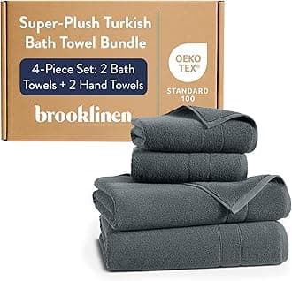 Brooklinen Super-Plush Bath Towel and Hand Towel Set - 2 Bath Towels, 2 Hand Towels - Cotton, Highly Absorbent (Slate)