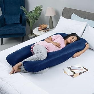 Wakefit Pregnancy Pillow for Pregnant Women | 3 Month Warranty | Maternity Pillow, Pregnancy Gifts for Women, Maternity Pillows for Pregnancy Sleeping, Washable Velvet Cover, U-Shape (Dark Blue)