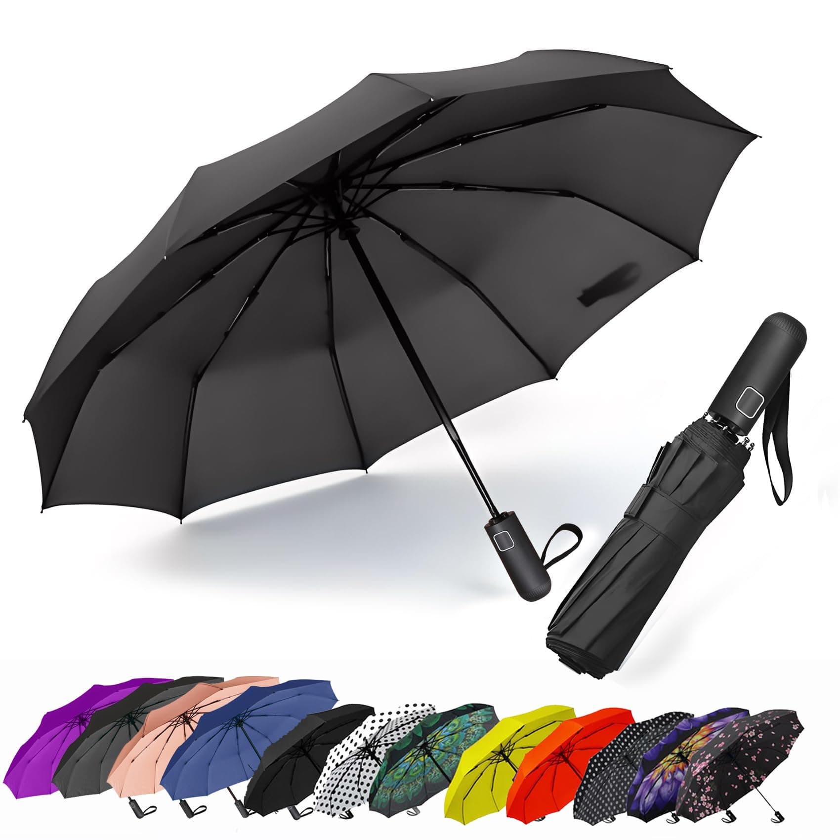 SIEPASAWindproof Travel Compact Umbrella-Automatic Umbrellas for Rain-Compact Folding Umbrella, Travel Umbrella Compact, Small Portable Windproof Umbrellas for Men Women Teenage.