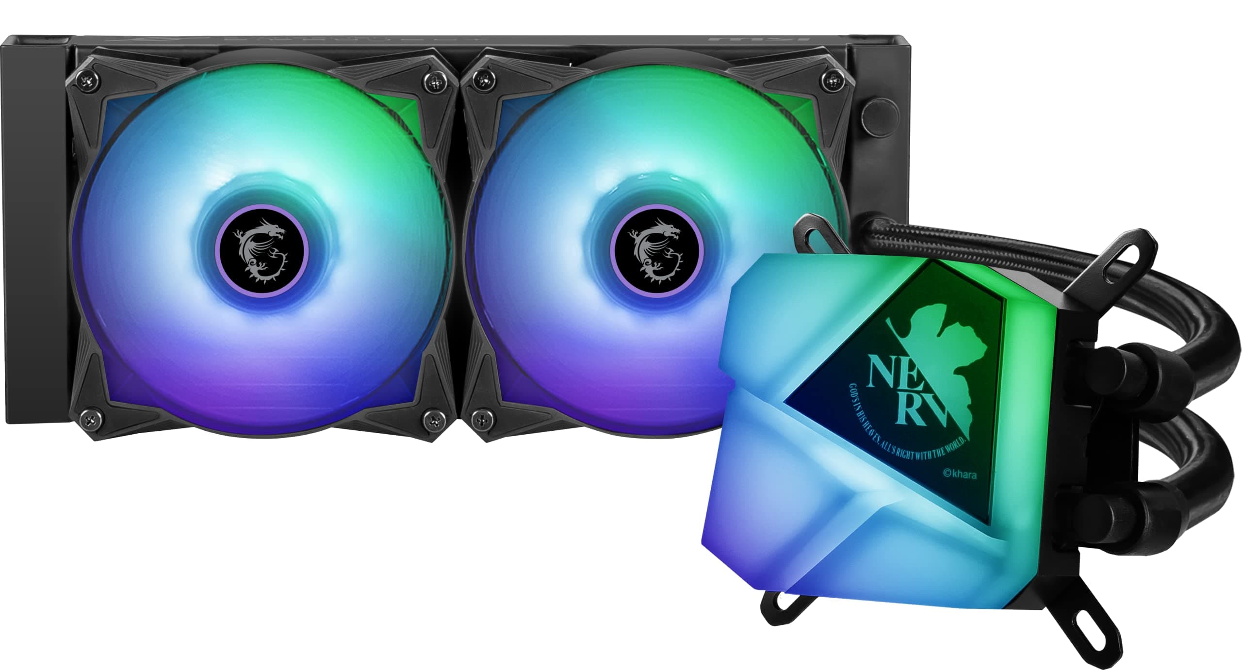 MSI MAG CoreLiquid C240 EVA e-Project - AIO RGB CPU Liquid Cooler - 240mm Radiator - Dual 120mm ARGB PWN Fans.