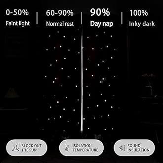 XiDi Dream Star Blackout Curtains for Kids Rooms Girl Princess Curtain for Daughter Bedroom Window (Pink Grey, W52 X L63)