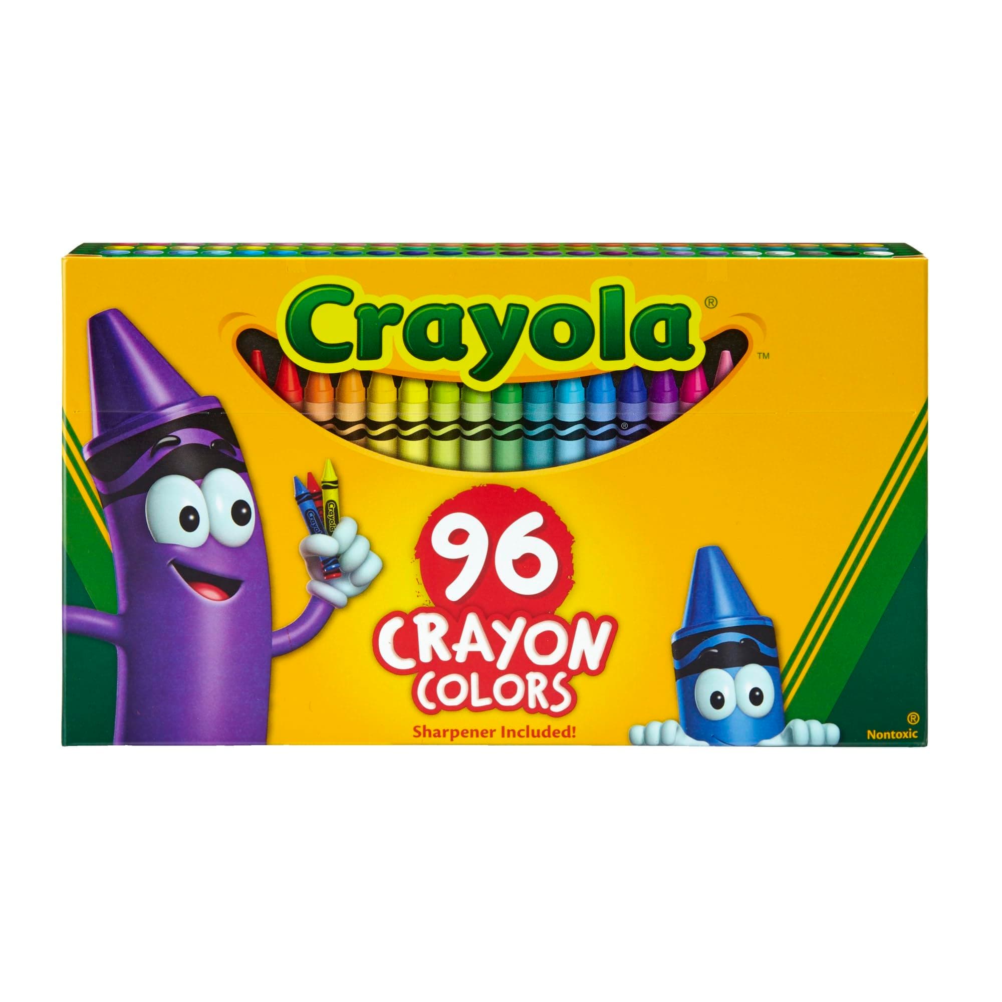 Classic Color Crayons in Flip-Top Pack with Sharpener, 96 Colors, Gift for Kids