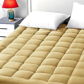 EASELAND Queen Size Mattress Pad Pillow Top Mattress Cover Quilted Fitted Mattress Protector 8-21" Deep Pocket Cooling Mattress Topper (60x80 Inches, Mango Yellow)