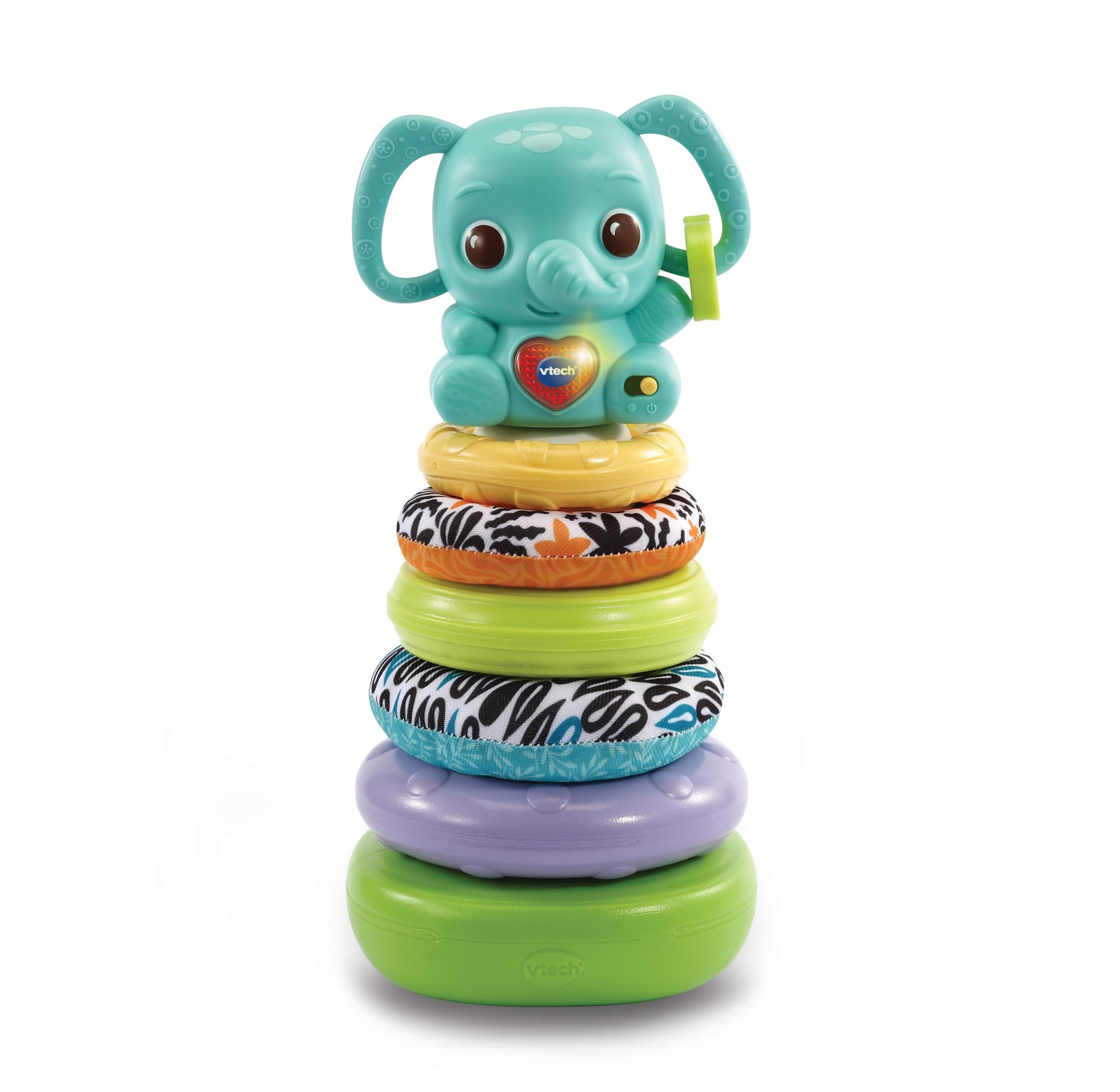 VTech Stack & Link Elephant | Developmental Ring Stacking with Rattle Elephant Baby Toy | Suitable for Ages 6-36 Months, English Version