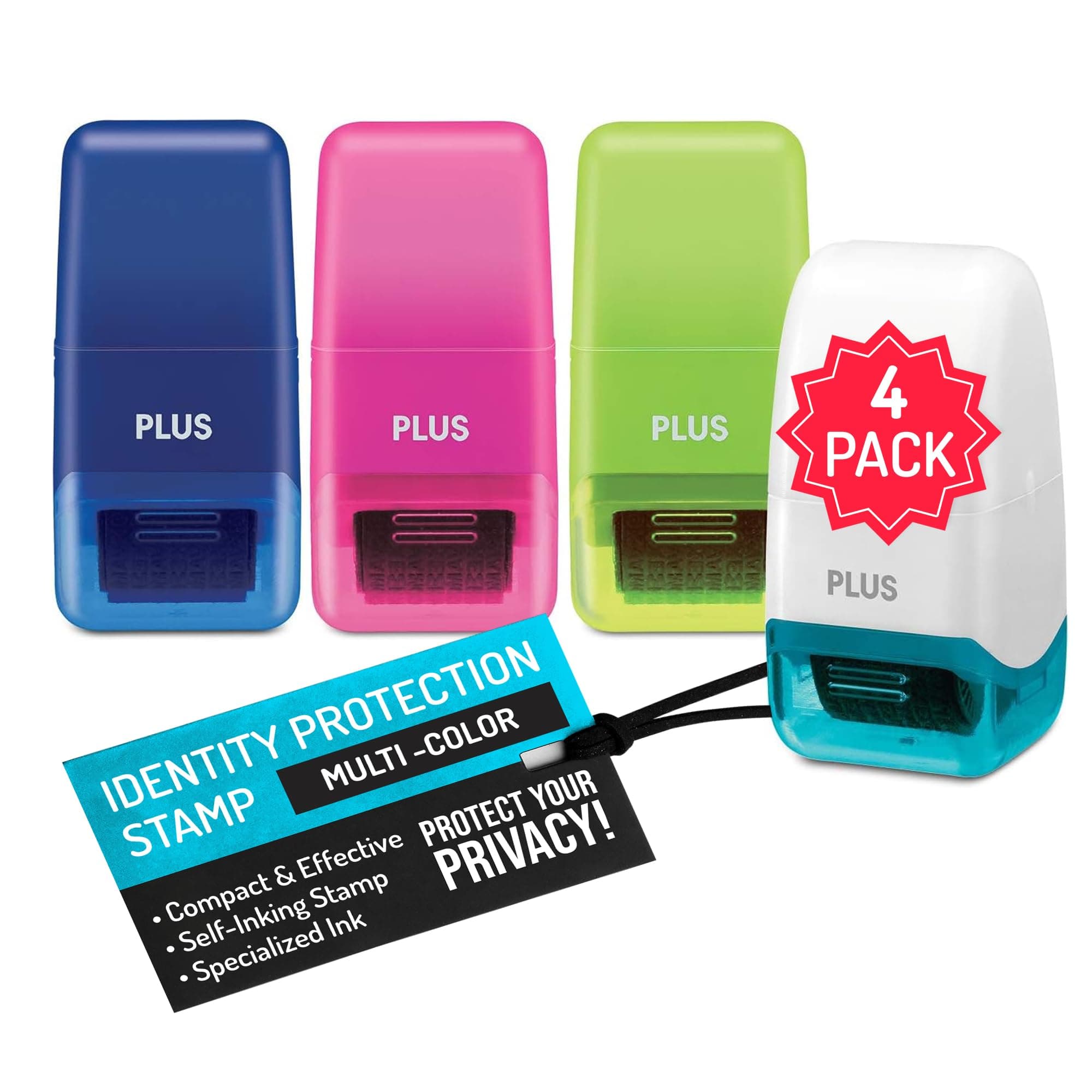 Deluxe Multi-Color: Guard Your Id Mini Roller Identity Theft Prevention Security Stamp 4 Piece Kit (38138)