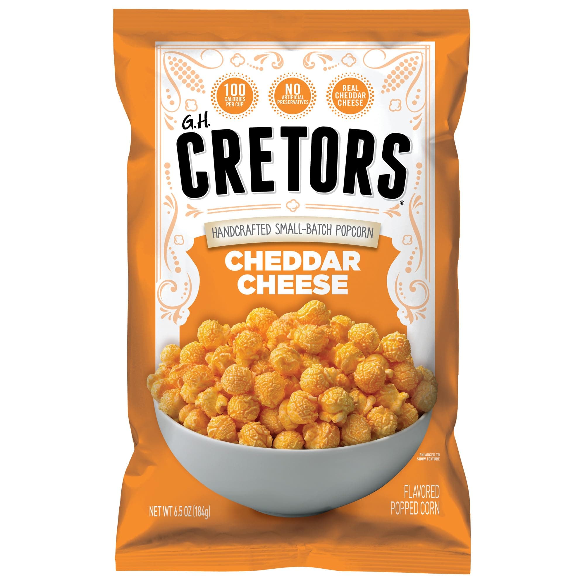 G.H. Cretors Cheddar Cheese Corn, 6 ct, 6.5 oz Single Serve Bags