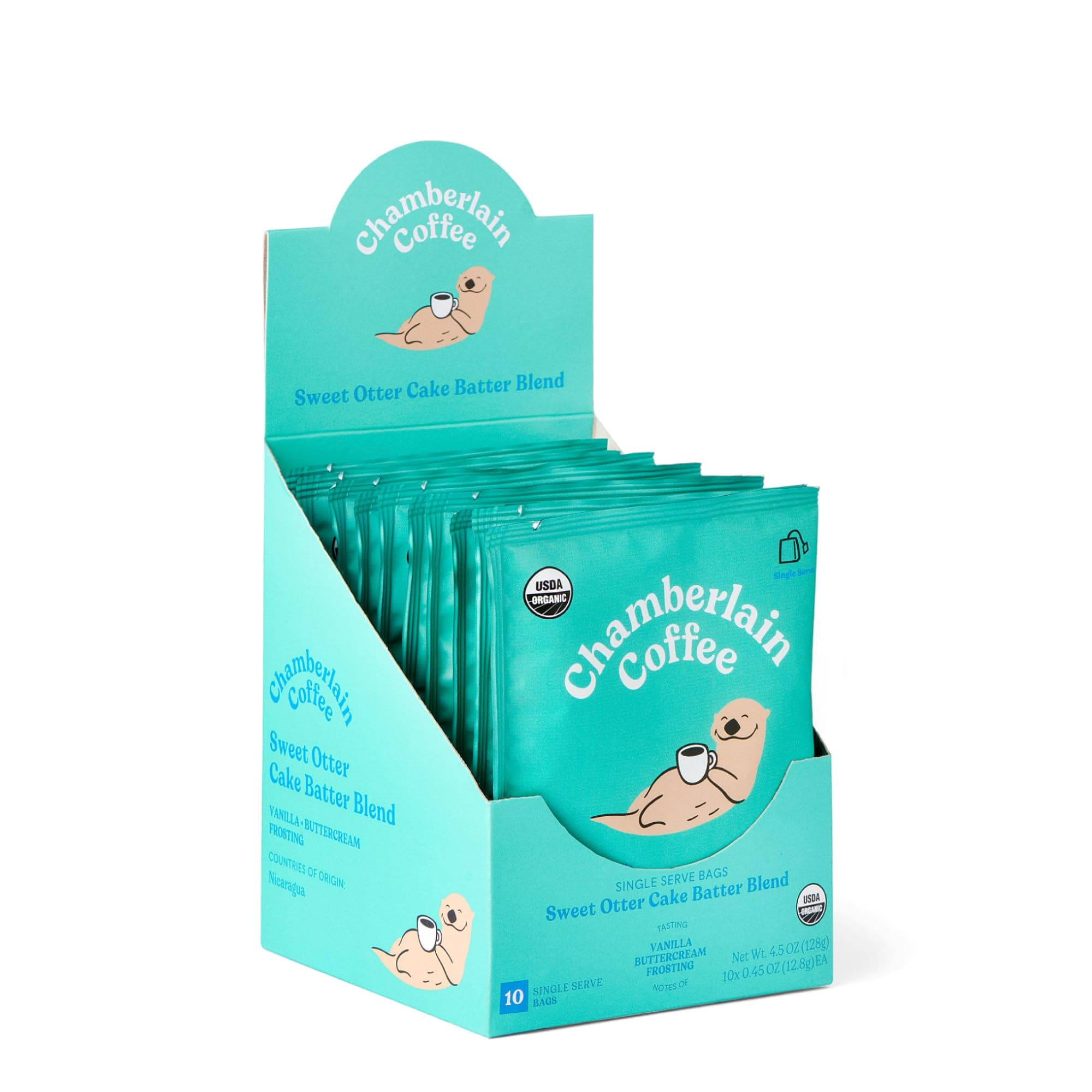 Chamberlain Coffee Sweet Otter Cake Batter Cold Brew Singles - Cold Brew Coffee Bags with Notes of Vanilla & Frosting - 10 Single Serve Cold Brew Sachets