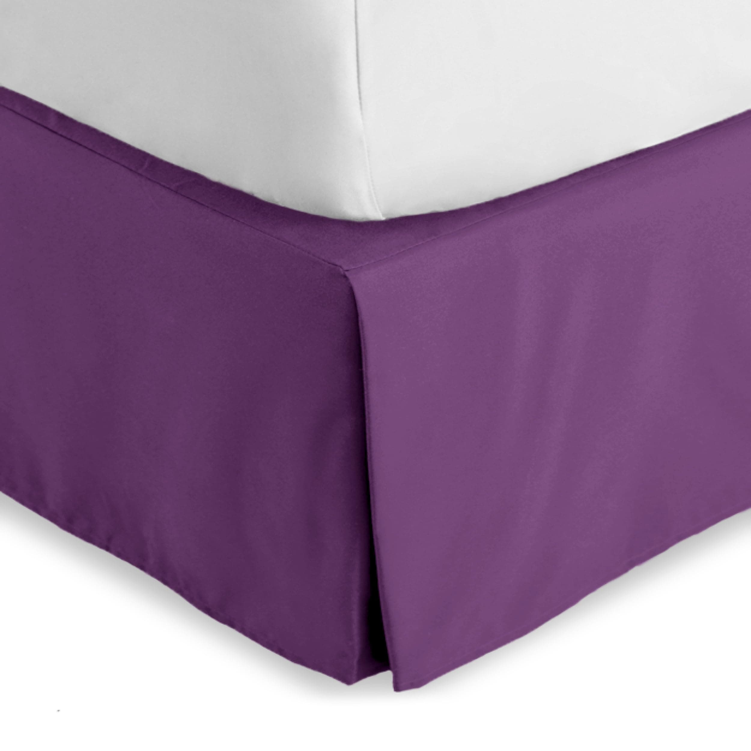 Bare Home Bed Skirt Double Brushed Premium Microfiber, 15-Inch Tailored Drop Pleated Dust Ruffle, 1800 Ultra-Soft, Shrink and Fade Resistant (Queen, Plum)