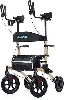 Upright Rollator Walker with 12" Front Wheels for Seniors, Champagne