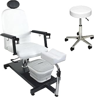 White Hydraulic Pedicure Station Adjustable Easy to Clean with Bubble Massage Footbath Salon Spa Beauty Equipment