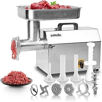 22 Inch Commercial Electric Meat Grinder 16 Lbs Per Min, Heavy Duty 1.5HP Stainless Steel Meat Grinder with Sausage Filler, Great for