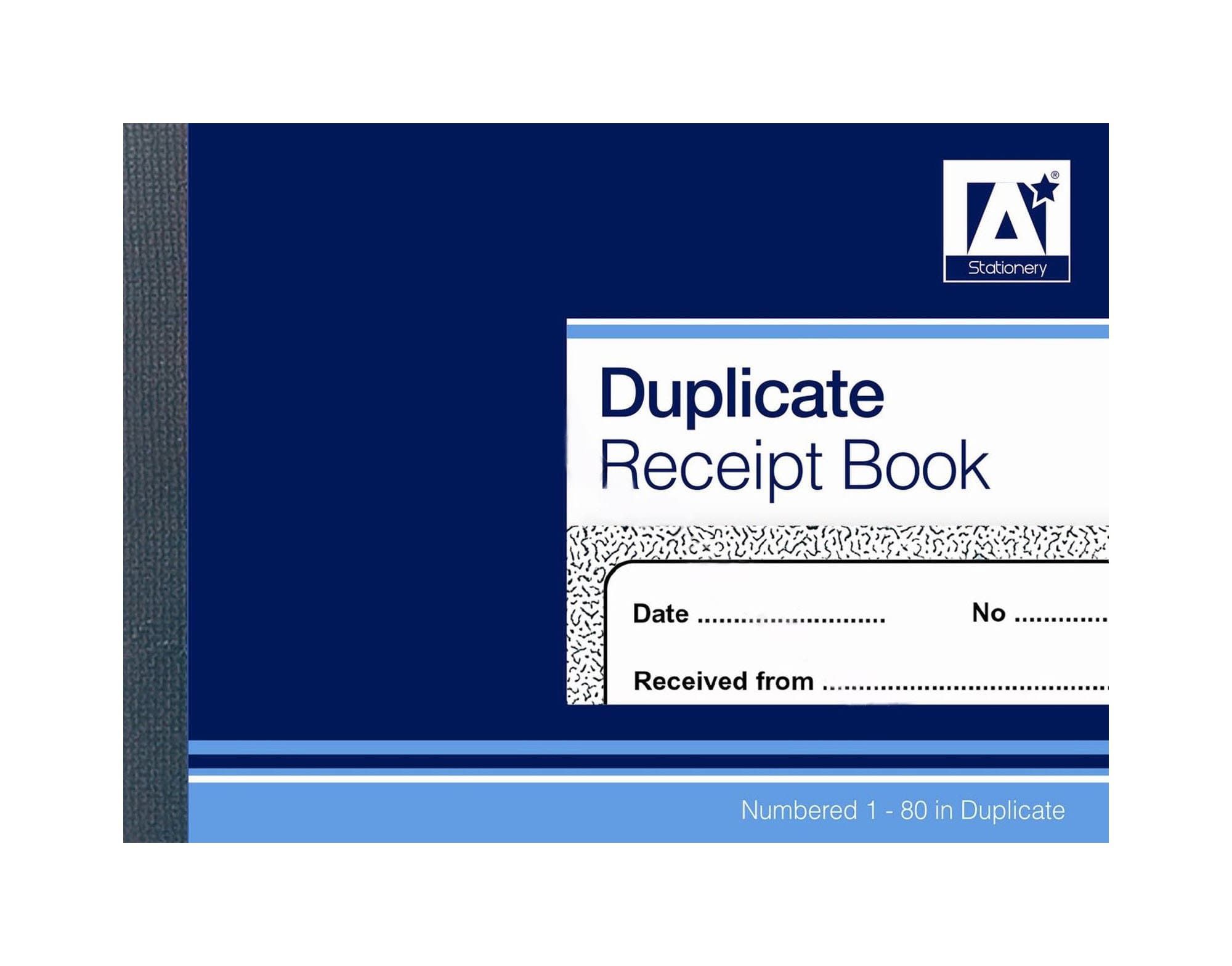 Duplicate Receipt Book Numbered 1 - 80 Office School Stationery Invoice Pad. (1 x Duplicate Receipt Book)