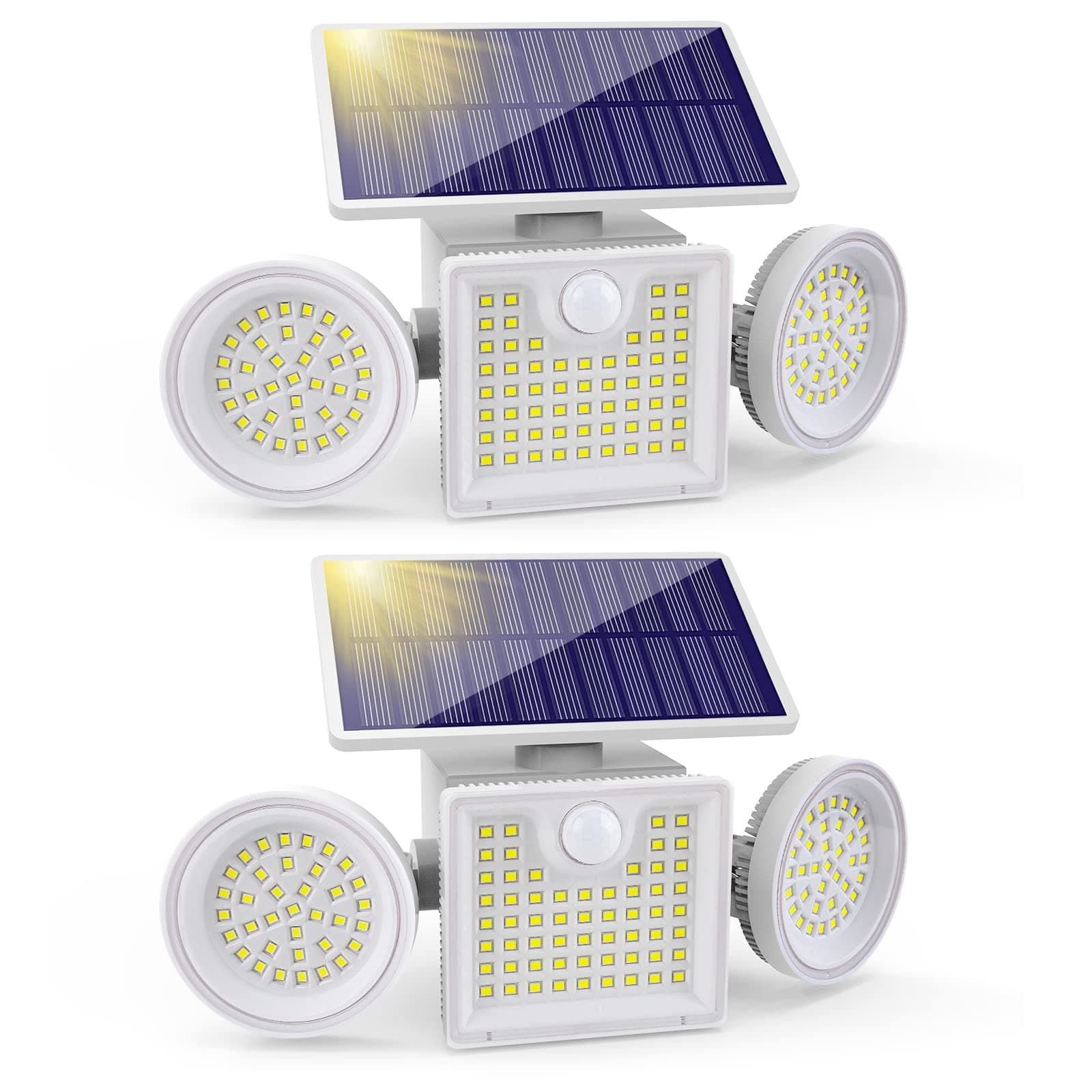 Solar Lights Outdoor,WIND STAR Solar Motion Sensor Lights IP65 Waterproof Solar Flood Light with 3 Adjustable Heads Luces Solares para Exteriores for Front Door Patio Garden Garage-2Pack…
