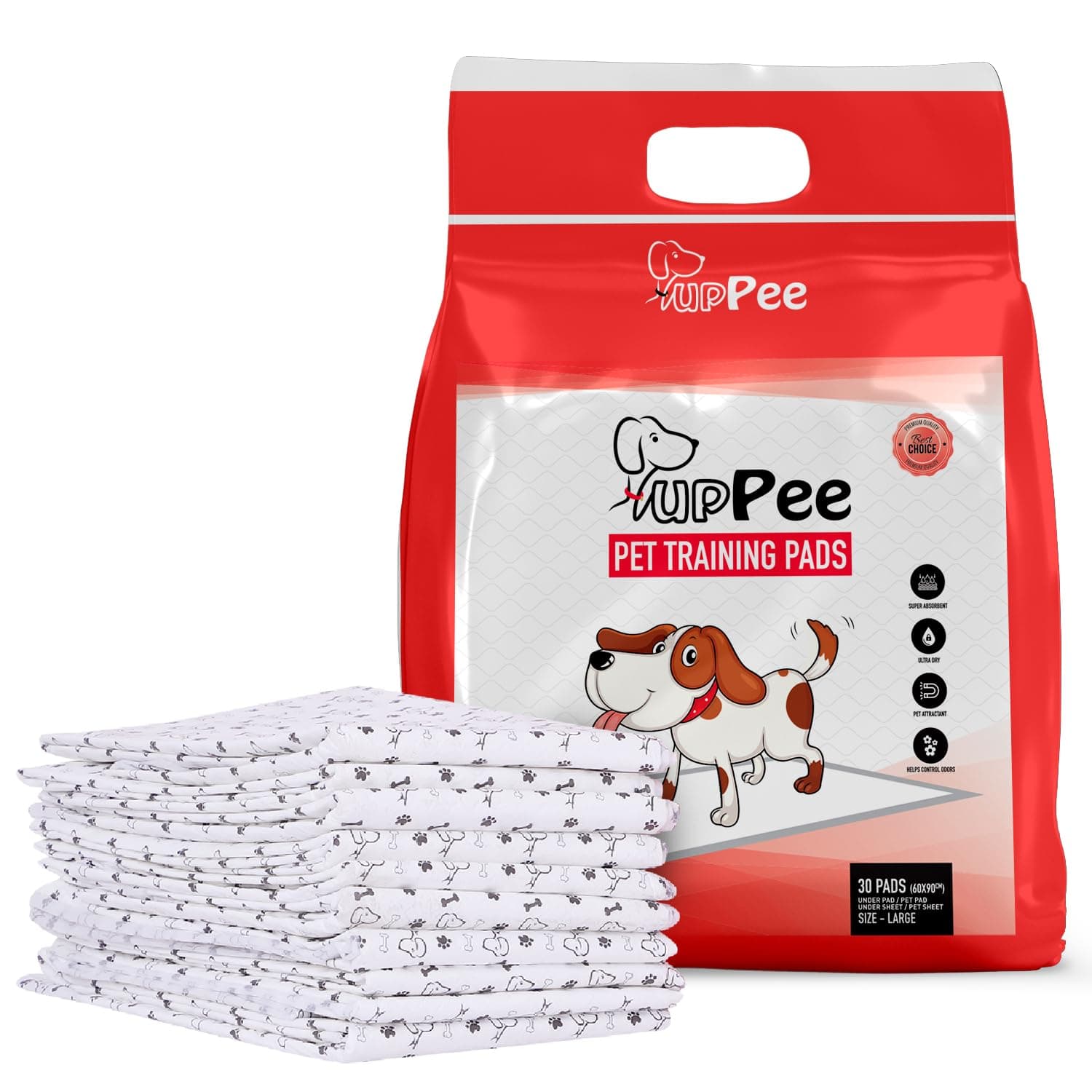 Training Pads With Super Absorbent | Waterproof | 4 Layered Leak Proof | POOP Training Pads | Potty Pads | Pet & Puppy Peeing Toilet Trainer | Non Slippery | Dog & Cat Toilet Trainer Mat - Size : 60X90CM ( EXTRA LARGE SIZE )- 30 COUNT