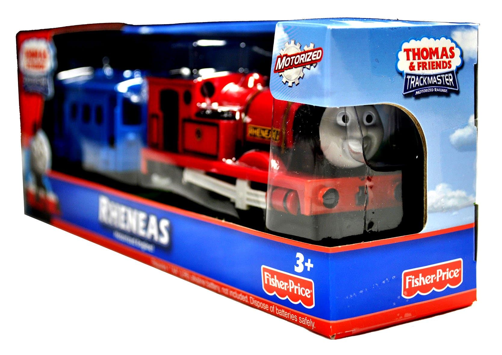Thomas and Friends Trackmaster Motorized Railway Battery Powered Tank Engine 2 Pack Train Set - RHENEAS the "Gallant Old Engine" with Blue Caboose